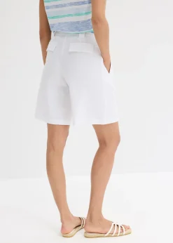 bonprix bonprix Pantalón corto de mezcla de lino ligero Blanco Sale