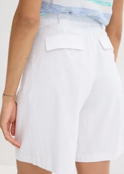 bonprix bonprix Pantalón corto de mezcla de lino ligero Blanco Sale