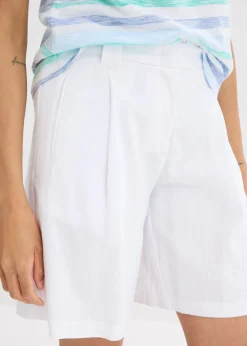 bonprix bonprix Pantalón corto de mezcla de lino ligero Blanco Sale