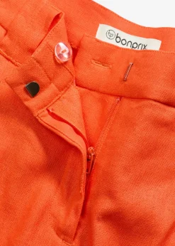 bonprix bonprix Pantalón corto de mezcla de lino ligero Rojo amapola Sale