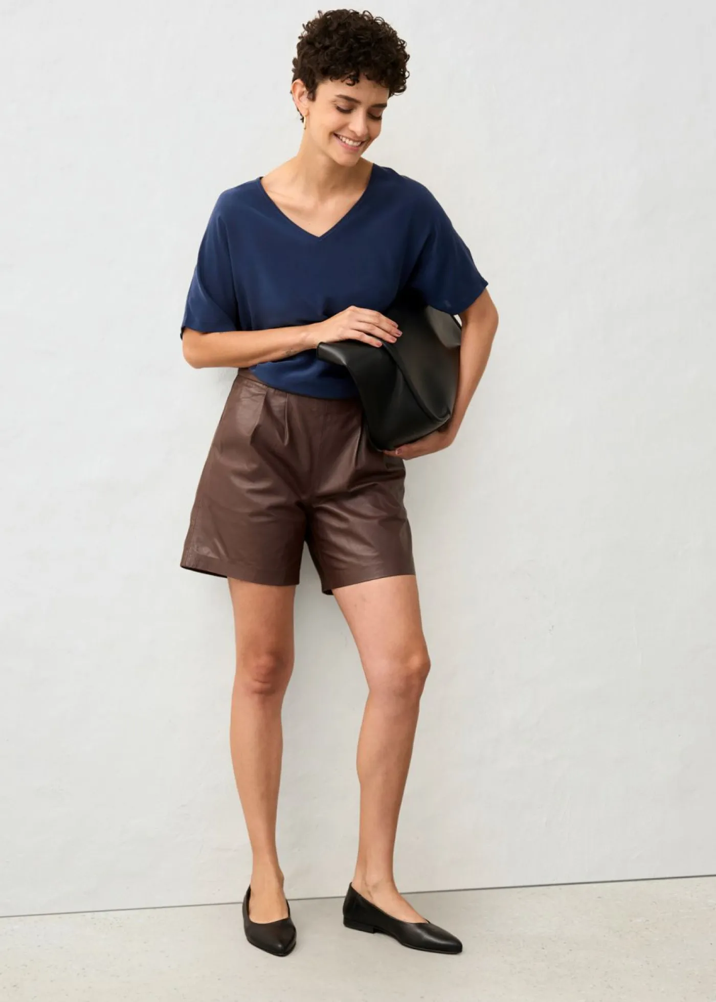 bonprix bonprix Pantalón corto de napa de cordero Marrón tierra Best