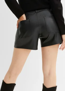 bonprix bonprix Pantalón corto de piel sintética Negro Sale