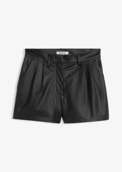 bonprix bonprix Pantalón corto de piel sintética Negro Discount