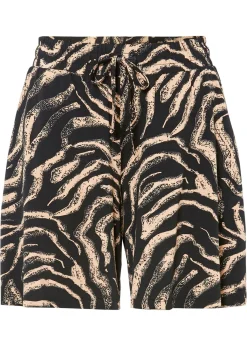 bonprix bonprix Pantalón corto de punto estampado cebra negro/café con leche Hot