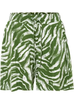 bonprix bonprix Pantalón corto de punto estampado cebra verde cactus/naranja oscuro Sale
