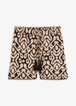 bonprix bonprix Pantalón corto de punto de mezcla de viscosa Negro/beige suave Hot