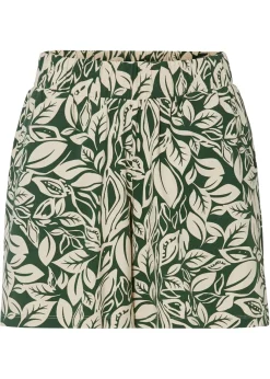 bonprix bonprix Pantalón corto de punto de mezcla de algodón elástico Verde oscuro Outlet