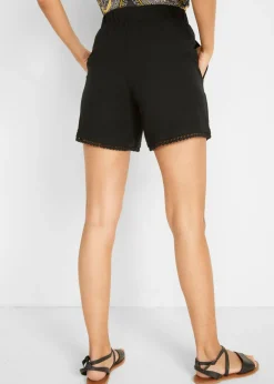 bonprix bonprix Pantalón corto de punto de mezcla de viscosa con cinturilla cómoda Negro
