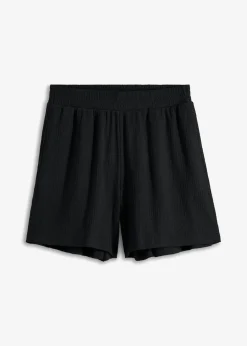 bonprix bonprix Pantalón corto de punto estructurado sin cierre con cinturilla alta Negro Hot