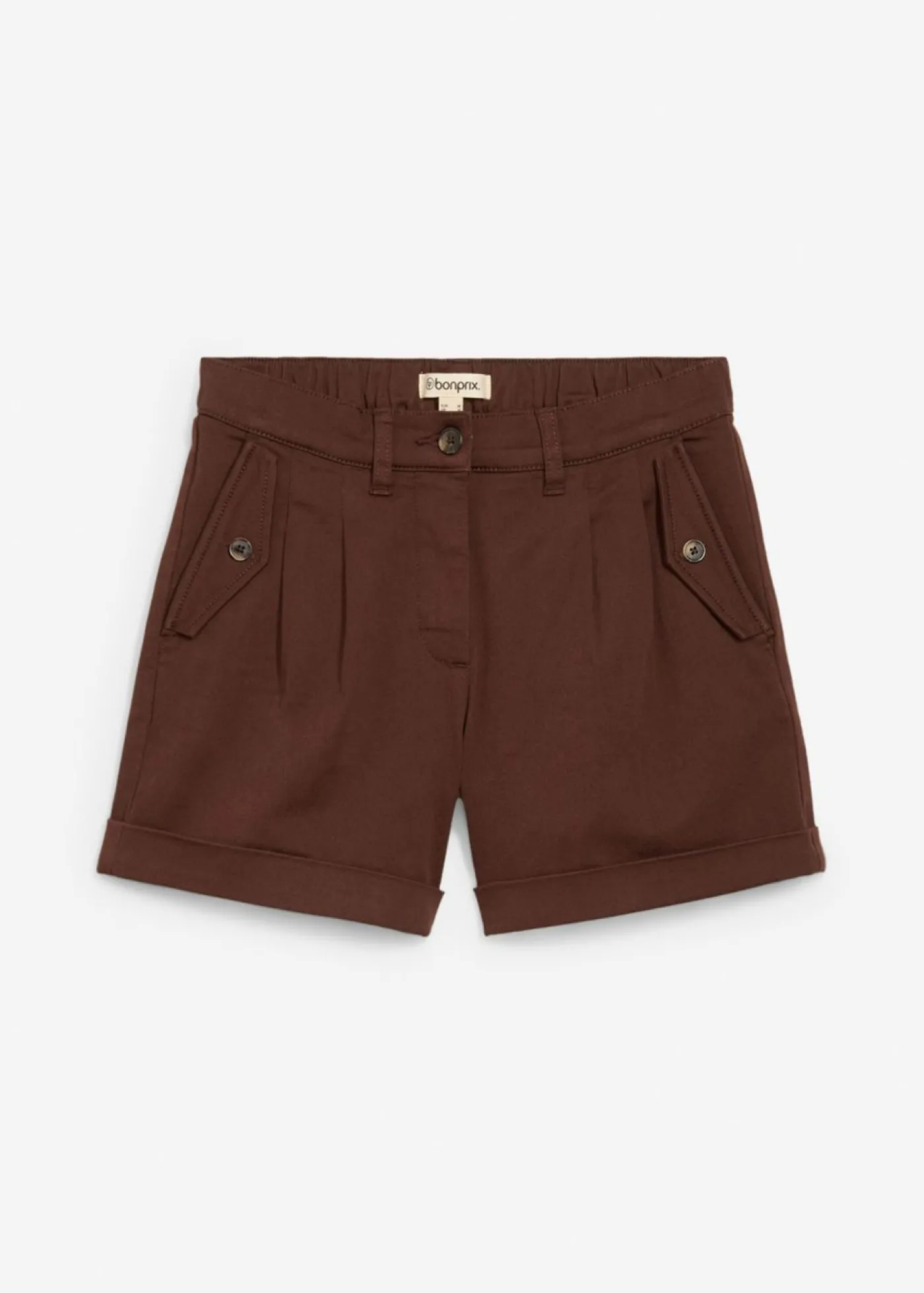 bonprix bonprix Pantalón corto de sarga con talle alto Marrón tierra Hot