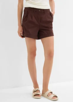 bonprix bonprix Pantalón corto de sarga con talle alto Marrón tierra Hot