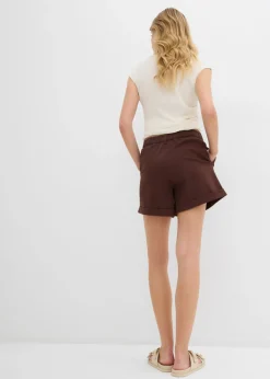 bonprix bonprix Pantalón corto de sarga con talle alto Marrón tierra Hot