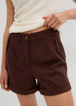 bonprix bonprix Pantalón corto de sarga con talle alto Marrón tierra Hot