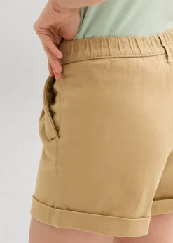 bonprix bonprix Pantalón corto de sarga con talle alto Beige nuevo