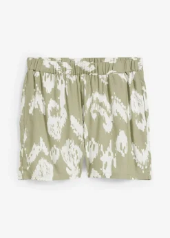 bonprix bonprix Pantalón corto de viscosa con cinturilla cómoda verde alga-blanco lana Best