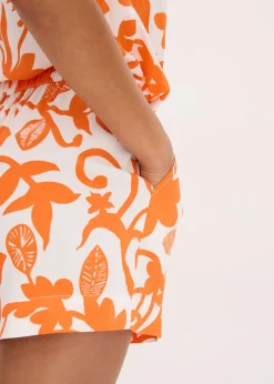 bonprix bonprix Pantalón corto estampado de viscosa fluida blanco lana-mango Sale