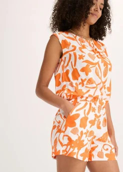 bonprix bonprix Pantalón corto estampado de viscosa fluida blanco lana-mango Sale