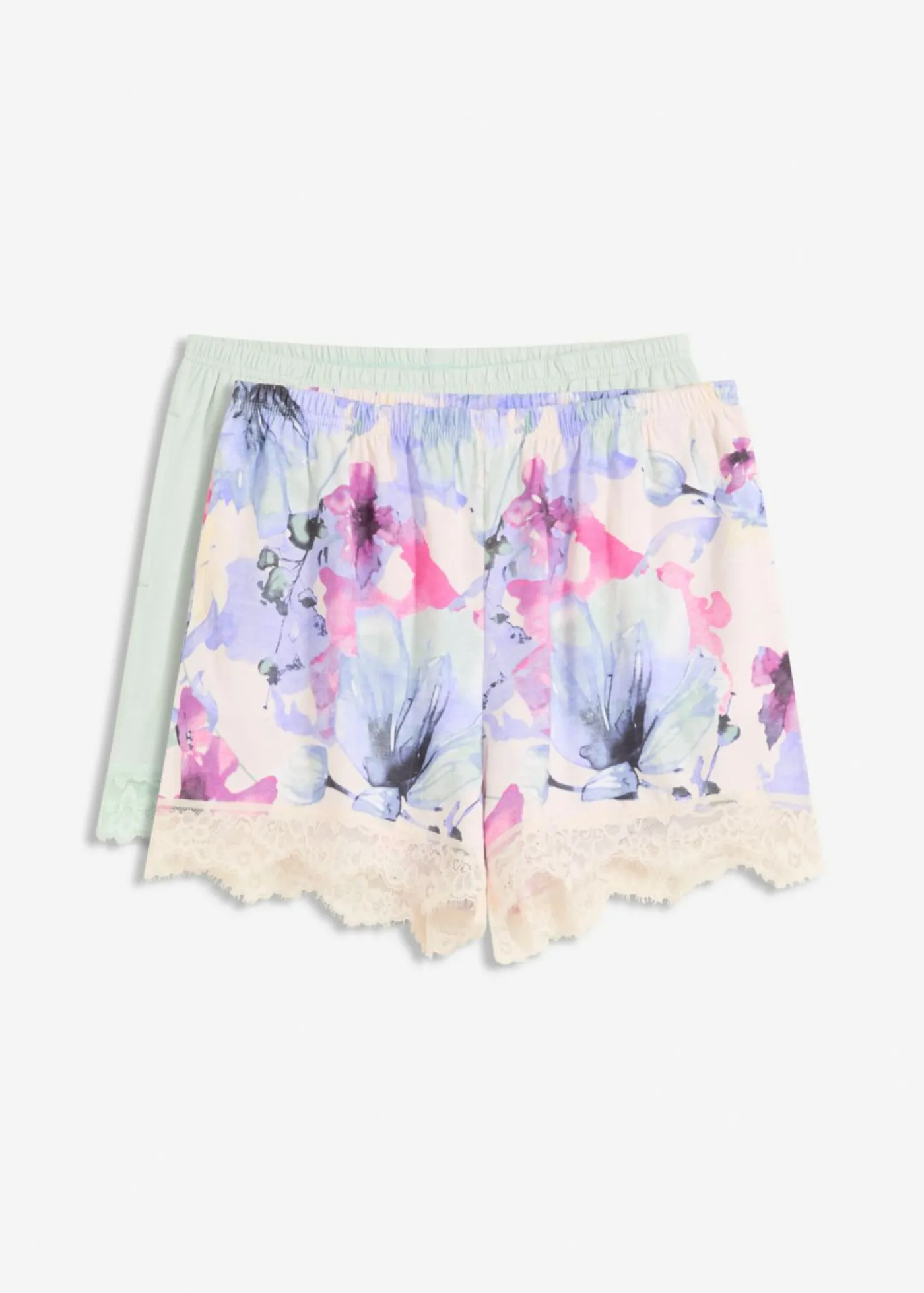 bonprix bonprix Pantalón corto para dormir (2 unidades) de mezcla suave de viscosa rosa claro-blanco-mentol claro Hot