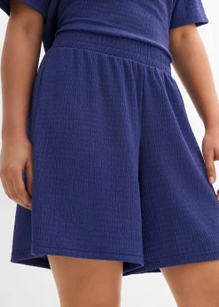 bonprix bonprix Pantalón corto sin cierre de crepé azul pacífico oscuro Online