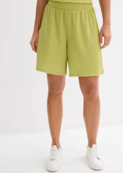 bonprix bonprix Pantalón corto sin cierre de crepé pistacho mate Outlet