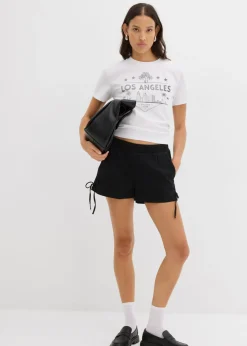 bonprix bonprix Pantalón corto sin cierre de mezcla de algodón elástico Negro Hot