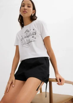 bonprix bonprix Pantalón corto sin cierre de mezcla de algodón elástico Negro Hot