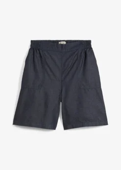 bonprix bonprix Pantalón corto sin cierre con mezcla de lino transpirable Azul oscuro denim Clearance