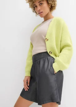 bonprix bonprix Pantalón corto sin cierre con nido de abeja Negro Outlet