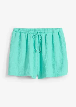 bonprix bonprix Pantalón corto sin cierre de crepé estructurado Azul mentol Sale