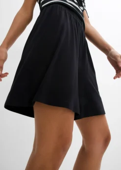 bonprix bonprix Pantalón corto sin cierre de mezcla de viscosa suave Negro Discount