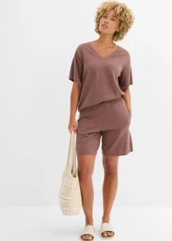 bonprix bonprix Pantalón corto sin cierre de punto fino Marrón mate Discount