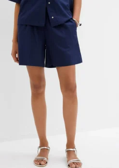 bonprix bonprix Pantalón corto sin cierre de algodón puro Azul marino profundo Best