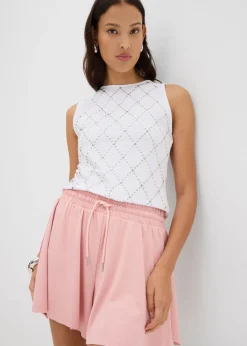 bonprix bonprix Pantalón corto sin cierre con diseño de tenis rosa pastel Clearance