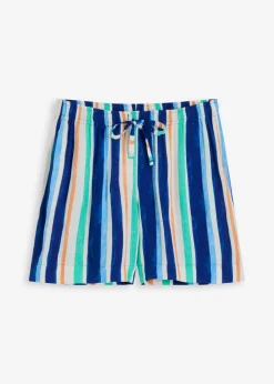 bonprix bonprix Pantalón corto sin cierre de viscosa fina azul ártico-azul claro-blanco con rayas Sale