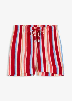 bonprix bonprix Pantalón corto sin cierre de viscosa fina rojo amapola-salmón claro-blanco con rayas Outlet