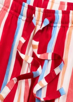 bonprix bonprix Pantalón corto sin cierre de viscosa fina rojo amapola-salmón claro-blanco con rayas Outlet