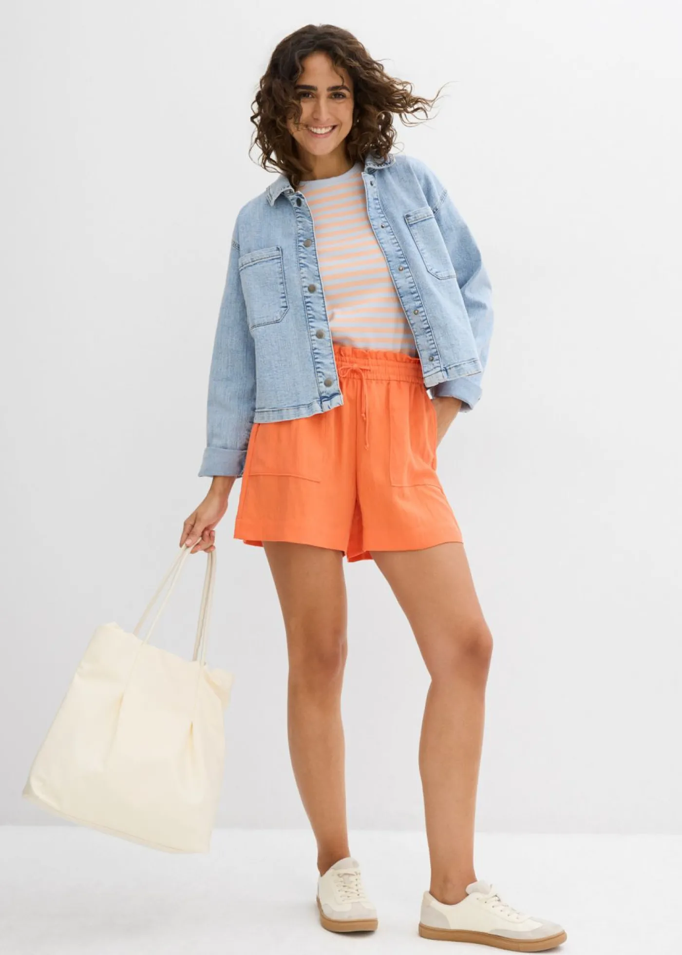 bonprix bonprix Pantalón corto tipo paperbag de mezcla de lyocell fluido mango Discount