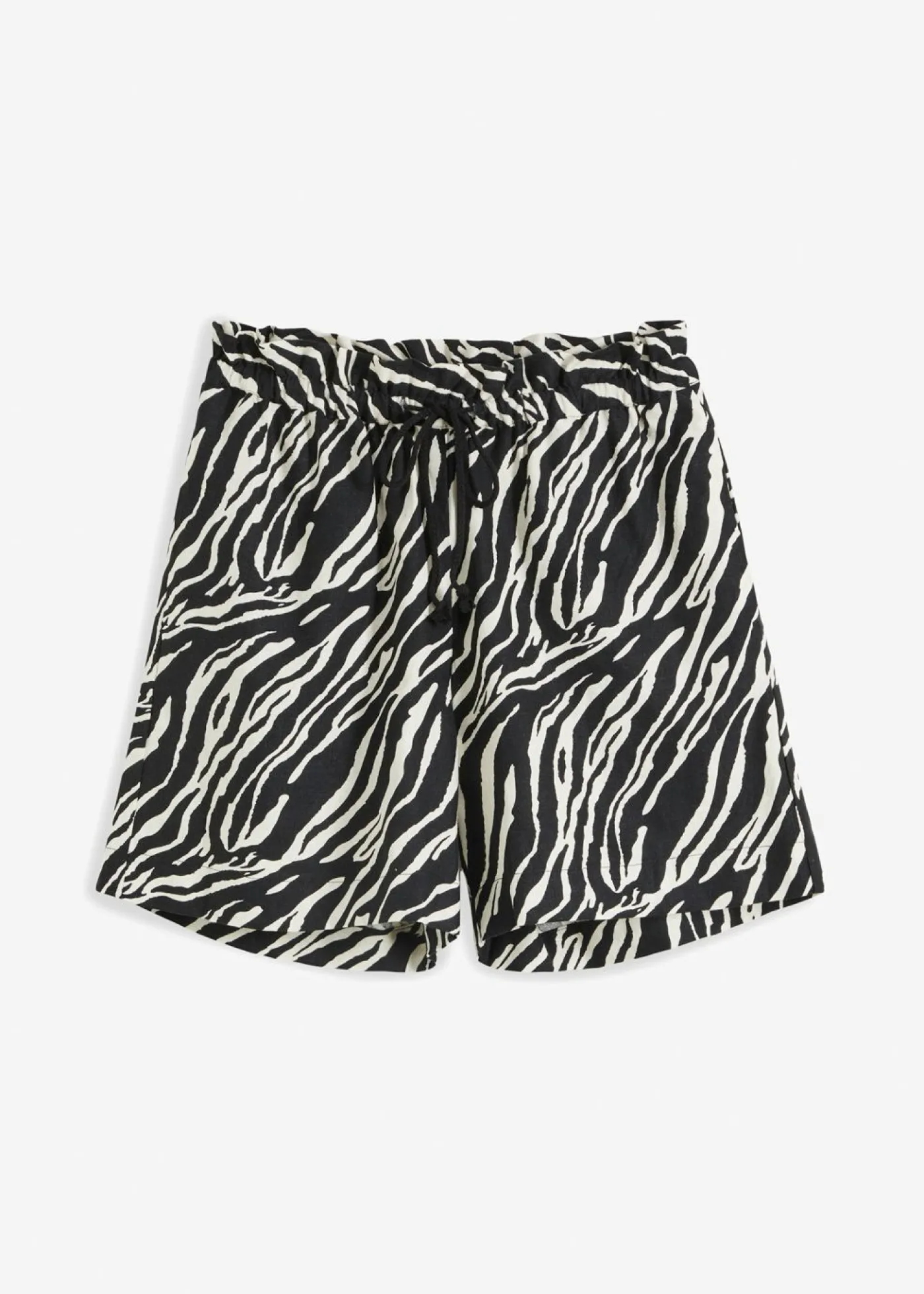 bonprix bonprix Pantalón corto tipo paperbag con cordón estampado cebra negro/crudo Hot