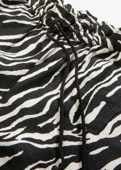 bonprix bonprix Pantalón corto tipo paperbag con cordón Crudo-negro con estampado de cebra Outlet
