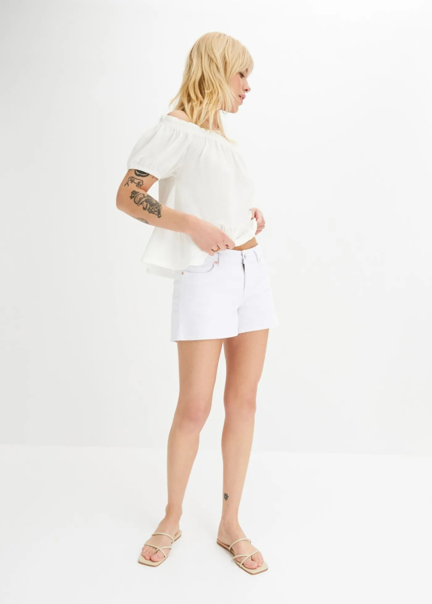 bonprix bonprix Pantalón corto vaquero sarga blanca usado