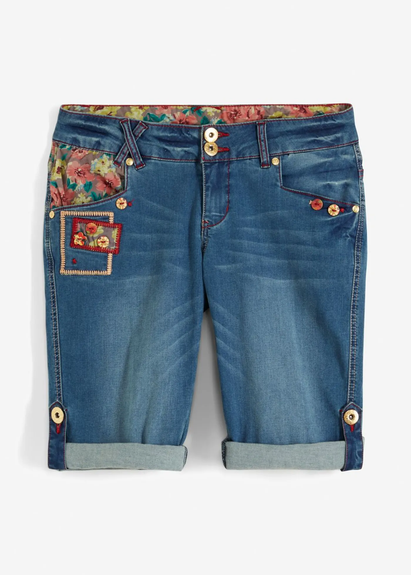 bonprix bonprix Pantalón corto vaquero Denim de flores Best