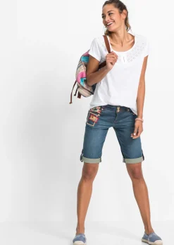 bonprix bonprix Pantalón corto vaquero Denim de flores Best
