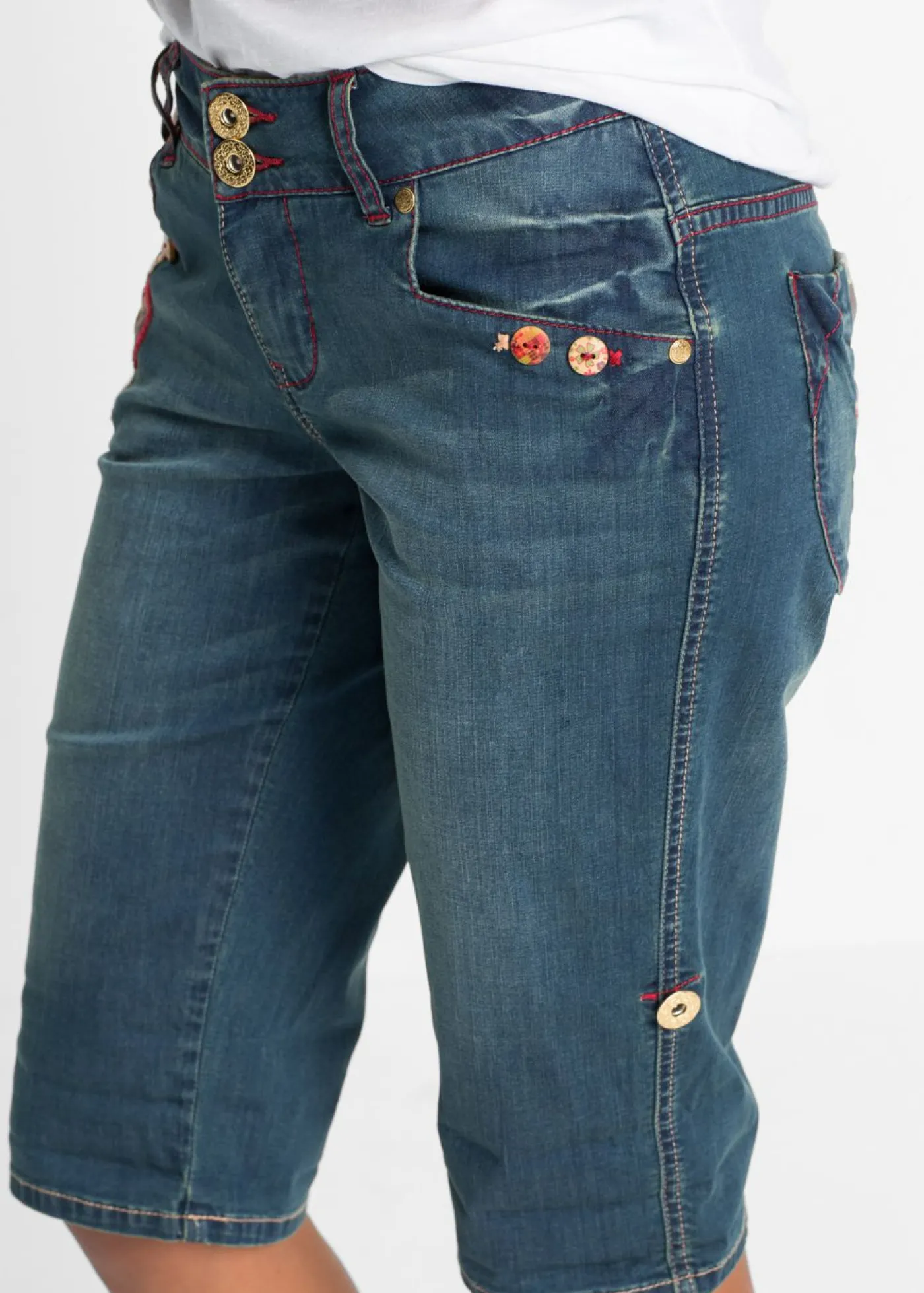 bonprix bonprix Pantalón corto vaquero Denim de flores Best