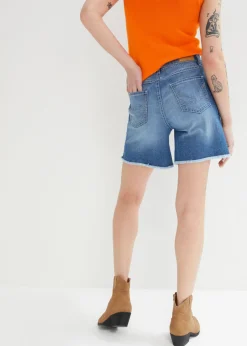 bonprix bonprix Pantalón corto vaquero con talle medio y tejido elástico azul claro denim Discount