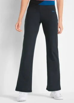 bonprix bonprix Pantalón de algodón acampanado Negro-azul genciana Best