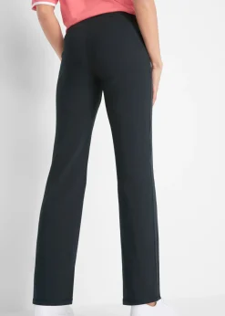 bonprix bonprix Pantalón de algodón acampanado Negro-azul genciana Best