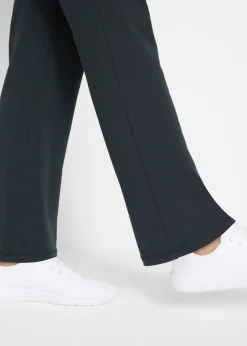 bonprix bonprix Pantalón de algodón acampanado Negro-azul genciana Best