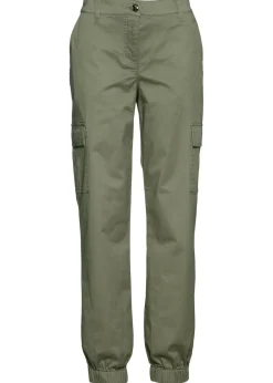 bonprix bonprix Pantalón de algodón elástico con estilo cargo Verde oliva New