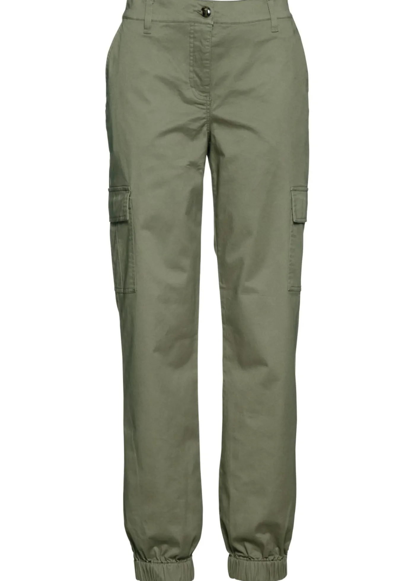 bonprix bonprix Pantalón de algodón elástico con estilo cargo Verde oliva New