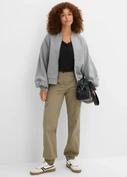 bonprix bonprix Pantalón de algodón elástico con estilo cargo Verde oliva New